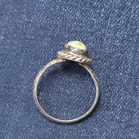 OLD NATIVE NAVAJO STERLING SILVER GREEN~TURQUOISE~Size 6.5 166 - Picture 3 of 8